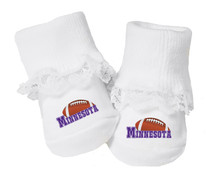 Minnesota Football Baby Toe Booties with Lace