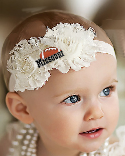Missouri Football Baby/ Toddler Shabby Flower Hair Bow Headband