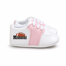 Missouri Football Pre-Walker Baby Shoes - Pink Trim