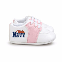 Navy Football Pre-Walker Baby Shoes - Pink Trim