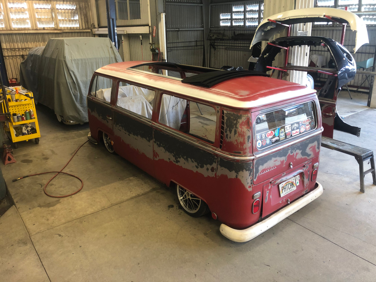 vw bus with 10 windows on top