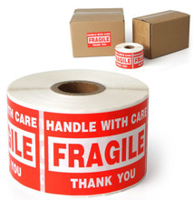 MPOS Pre Printed FRAGILE Handle With Care Sticker Label 76x51mm