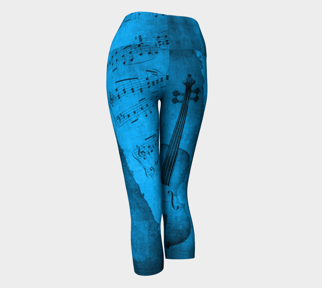 Compression Yoga Leggings - Blue Violin Design