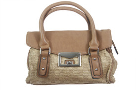 Small brown straw handbag