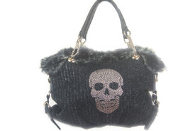 Skull fur handbag