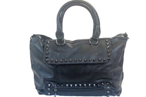 Fashion stud handbag-black - ZZFab