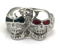 double skull stainless steel ring SSR1012SKU