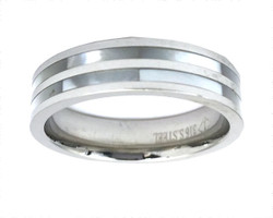 Stainless steel ring with shell SSR1016