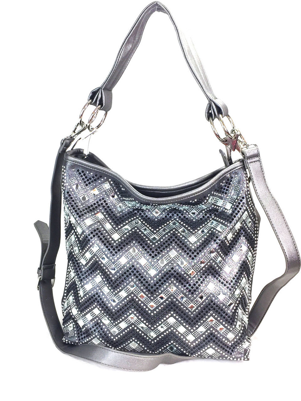 TWINSET: bag in chevron pattern synthetic leather - Dove Grey
