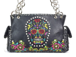 Rhinestone Studded Sugar Skull Concealed Carry Purse Western handbag B3164011