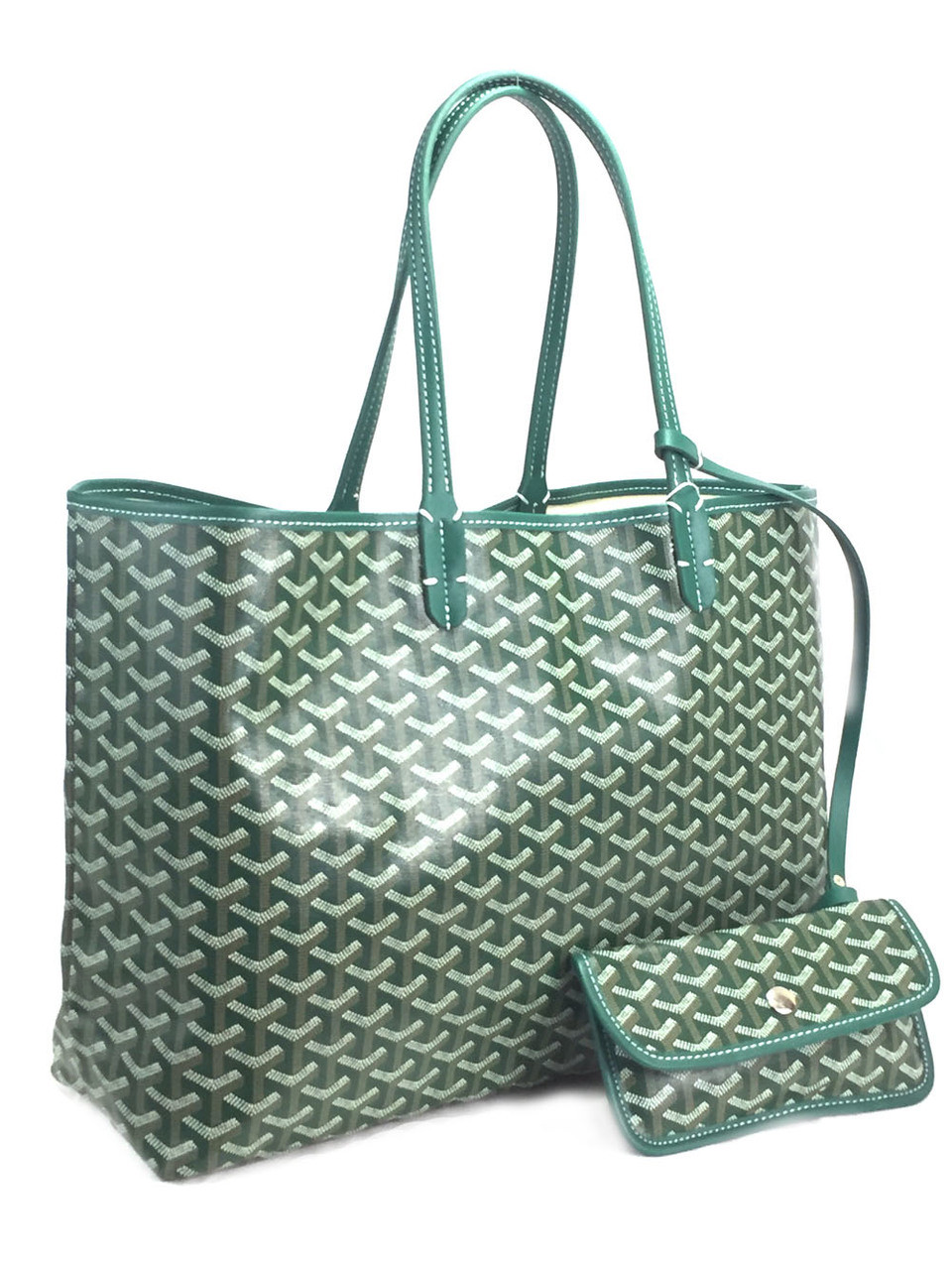 Goyard Limited Stars Chevron Goyardine St Louis with Pouch 233084 Green Tote  For Sale at 1stDibs