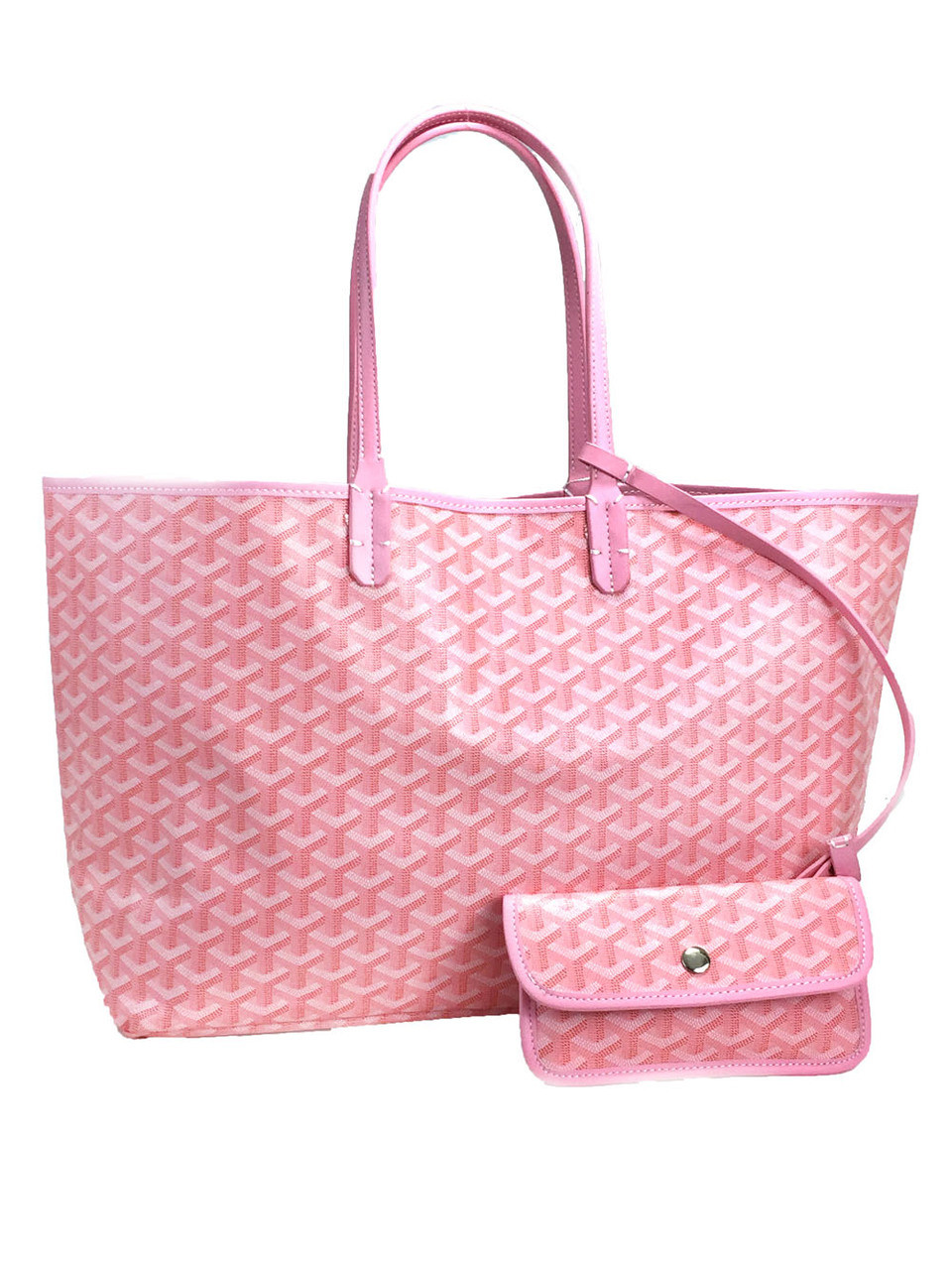 Goyard (Ultra Rare) Chevron St Louis with Pouch 231322 Pink Coated Canvas  Tote For Sale at 1stDibs
