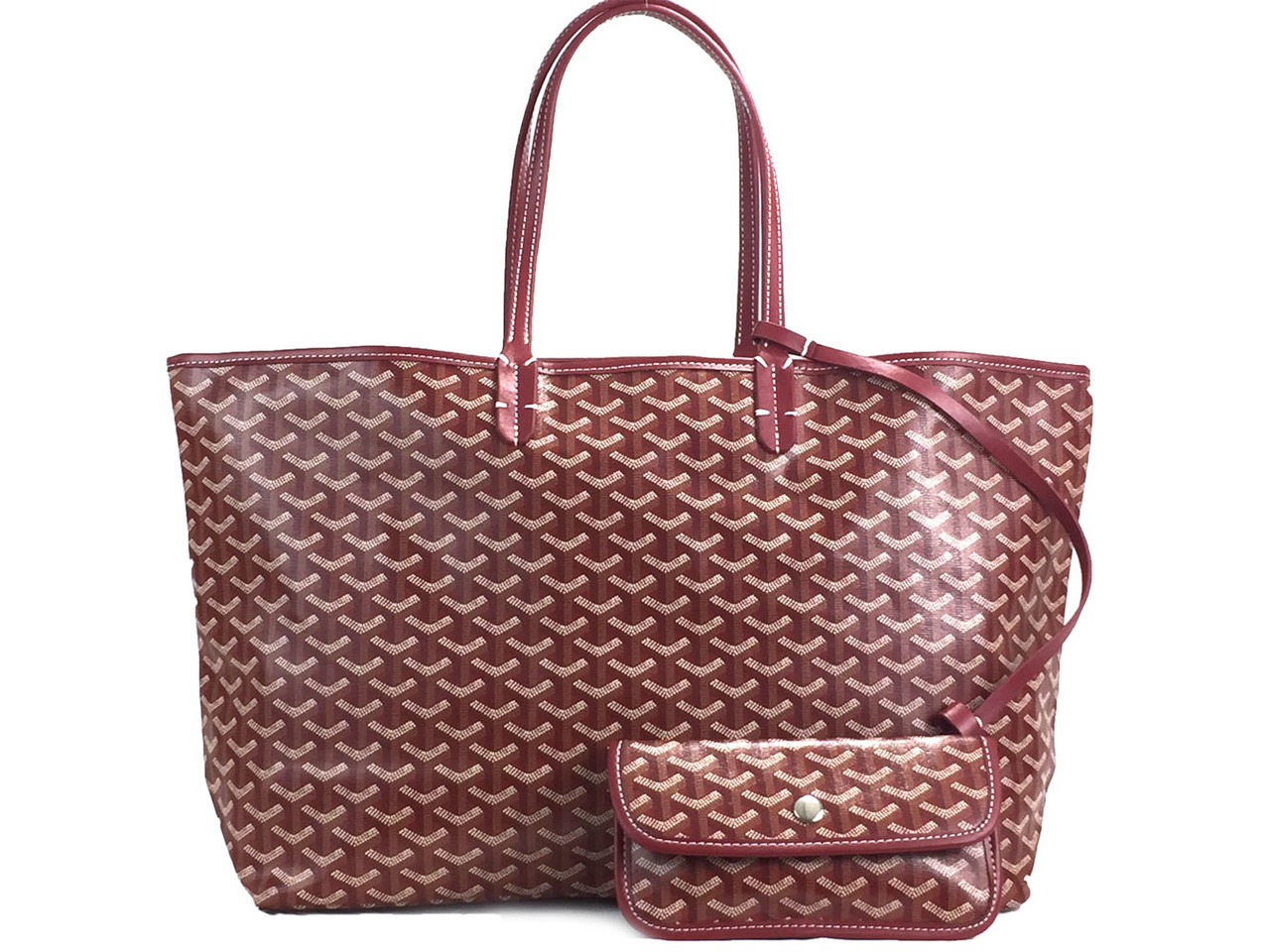 Goyard Large Red Chevron St Louis GM Tote Bag with Pouch Leather