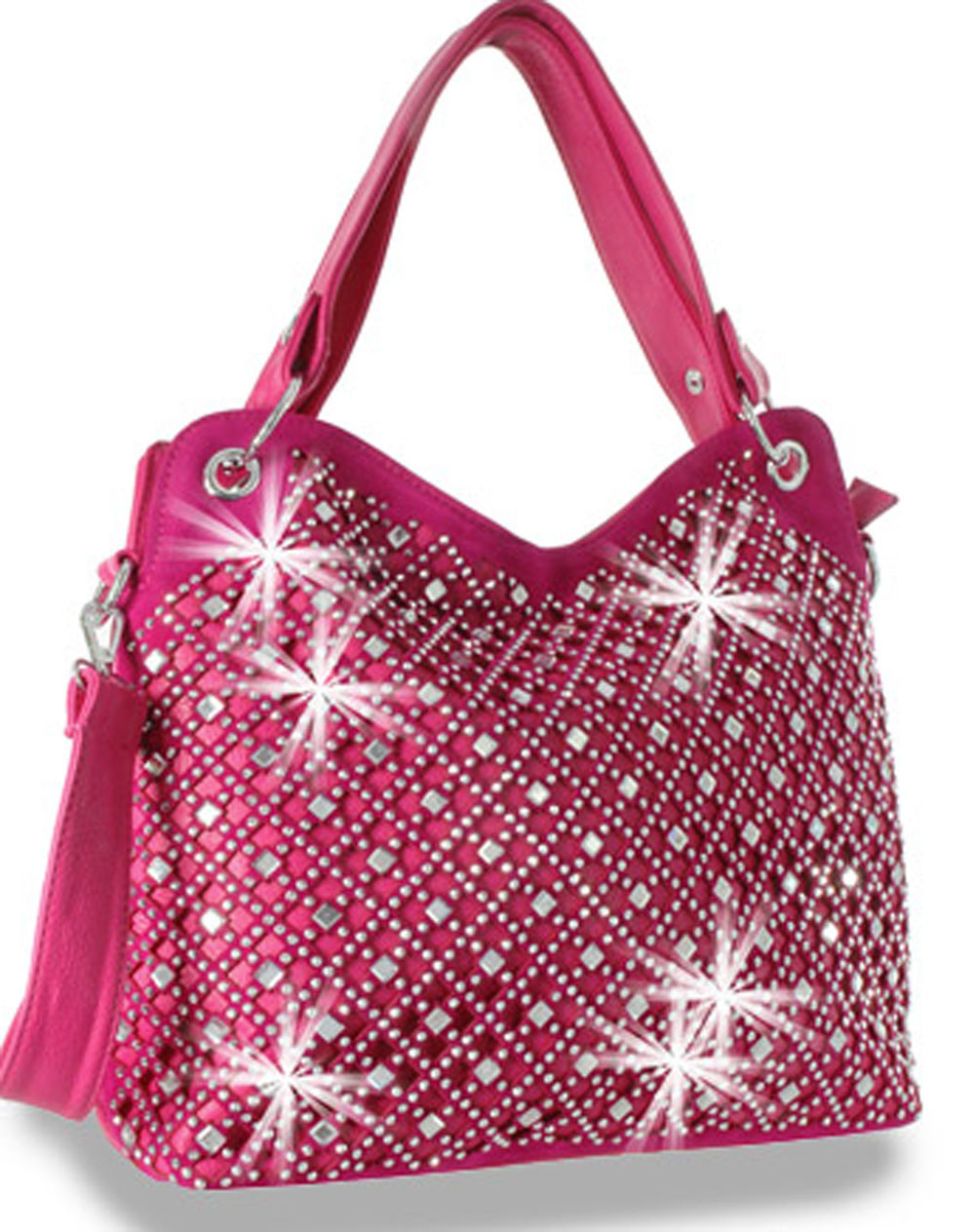 Mirror Rhinestone Bling Purse Sparkle Handbag Fuchsia B3169181PK ZZFab