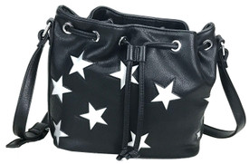 Zzfab Small Leatherette Drawstring Cross Body Star  Bucket Bag  