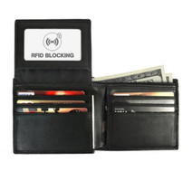 RFID Block Credit Card Safe Leather Wallet for Men Black  W88