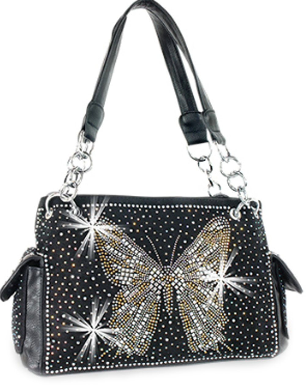 Rhinestone Butterfly Concealed and Carry Purse BUTTFLY0426BK ZZFab