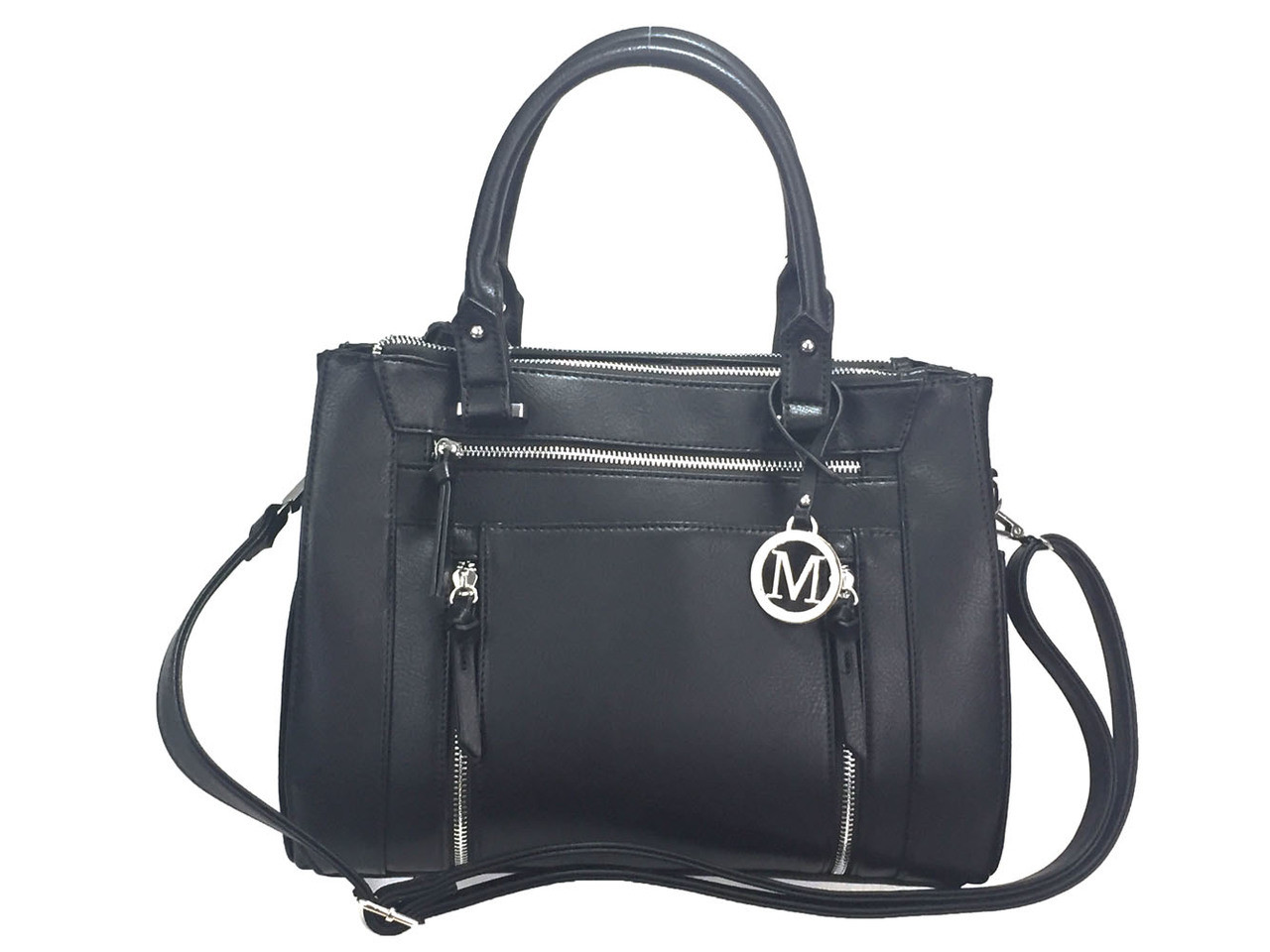 QUARRYUS Fashion Faux Leather Hand Bag, Double Handle Zipper Shoulder Bag for Ladies, Simple Satchel Purse, Women's, Size: One size, Black