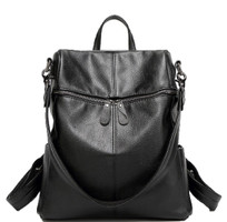 Double Front Pockets Soft Leathereete Black Backpack Purse BPD8831-BK 