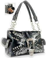 Star Sparkle Embroidered Western Handbag Concealed Carry Purse