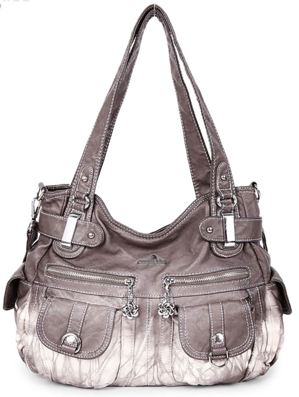 Soft leather handbags with multiple pockets