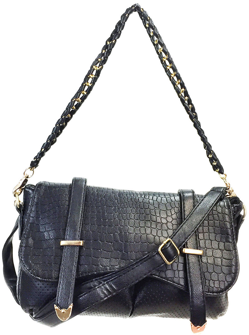 Ostrich Leather Bag Small Black Crossbody Square Bag -  in