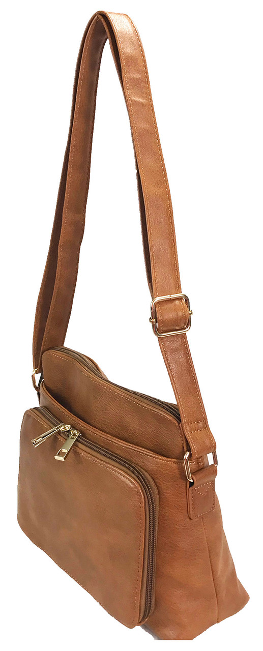 Small Crossbody Handbag w/ Cream Metallic Leather Full Fringe 507F