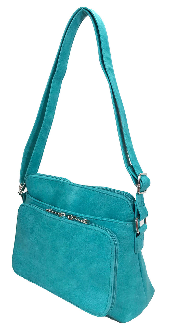 Juicy Couture Teal Turquoise Crossbody Bag faux leather Hobo multi-pocket  purse