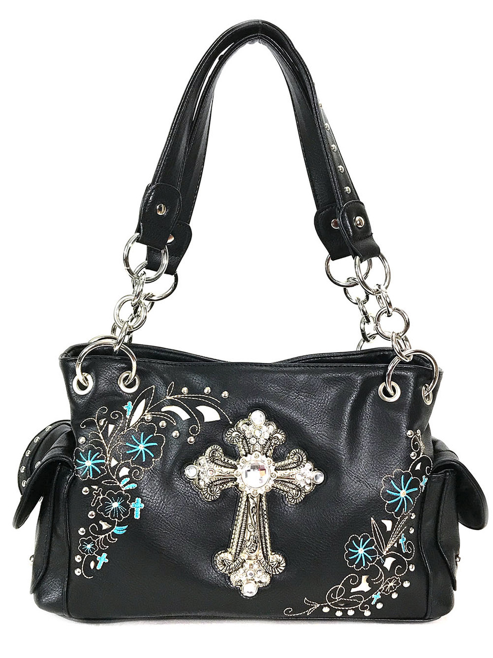 Western Style Rhinestone Cross Totes Women Concealed Carry Purse Bag Wallet  Set | eBay