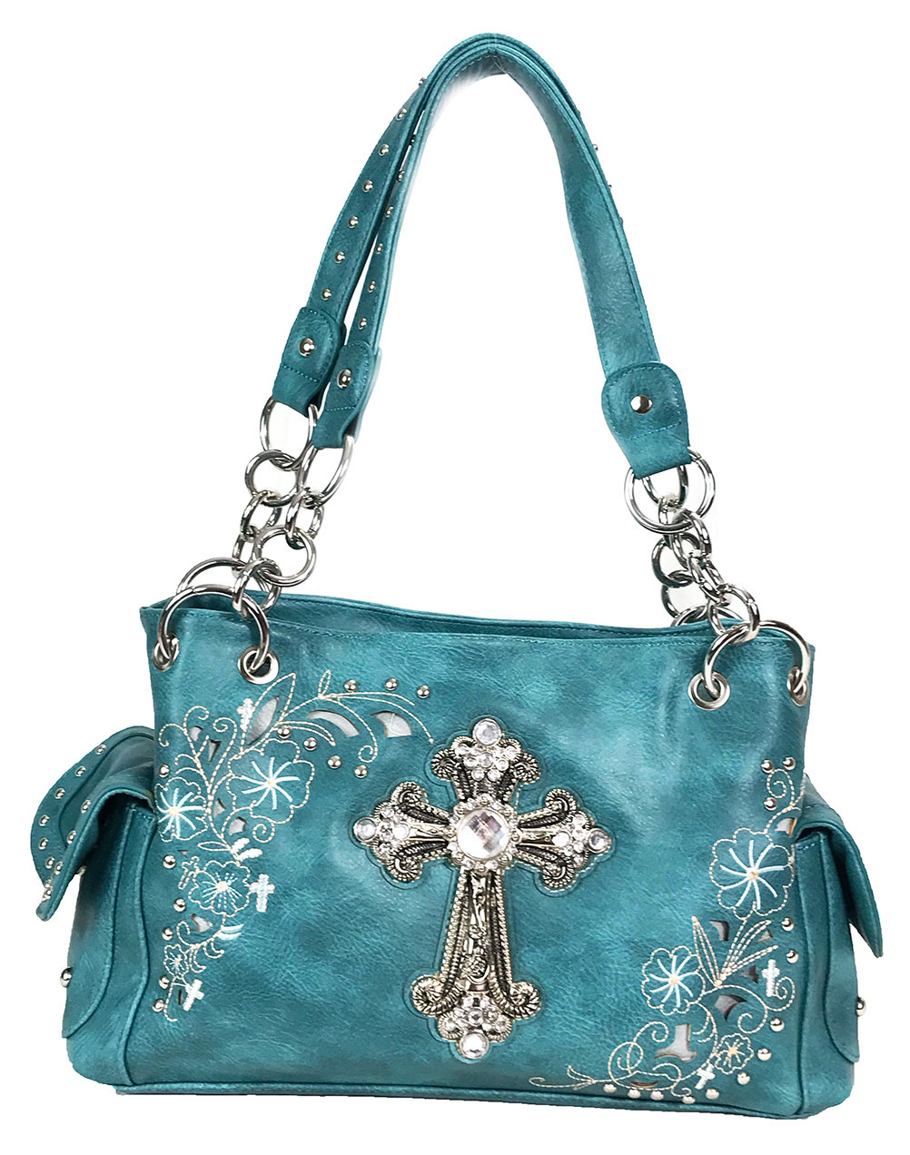 Western Rhinestone Cross Buclke Style Handbag Purse with Magnetic Closure  and Matching Wallet In Multi Colors - Walmart.com