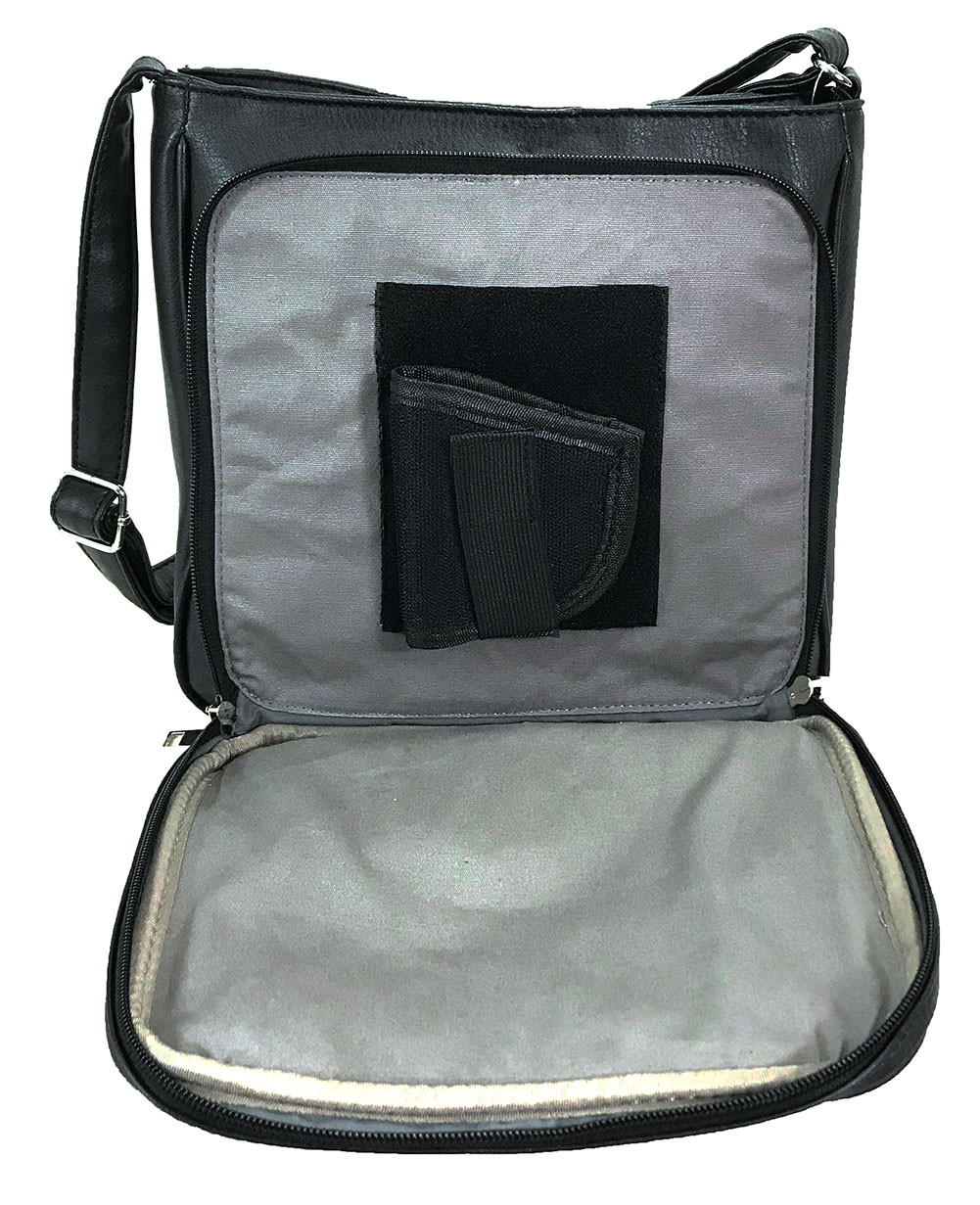 Zzfab Triple Zipper Locking Concealed Carry Crossbody Bag Black C9333-BK