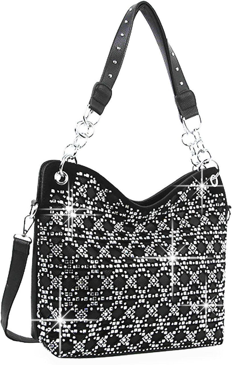 Zzfab Premium Classic Net Bling Handbag Rhinestone Sparkle Purse Black  ZW3-003 | eBay