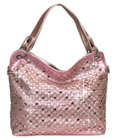 Mirror Rhinestone Bling Purse Sparkle Handbag Light Pink B3169181-Lt PK