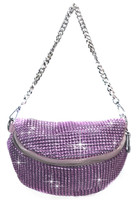Zzfab Mesh Bing Fanny Crossbody Bags Rhinestone Clutches bling Evening Purse for Wedding and Prom  Pink