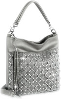 Zzfab Rhinestone Hobo Bag with Shoulder Strap Bling Hobo (Cross Gem Pewter