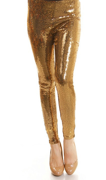 Gold Sequin Leggings at Austin Boutique