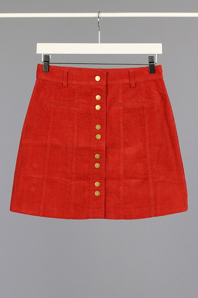 Rust Button Down Skirt - Longhorn Fashions
