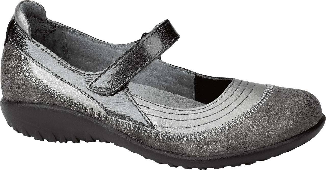 Naot Kirei in Sterling Gray Shimmer Leather/Gray Patent