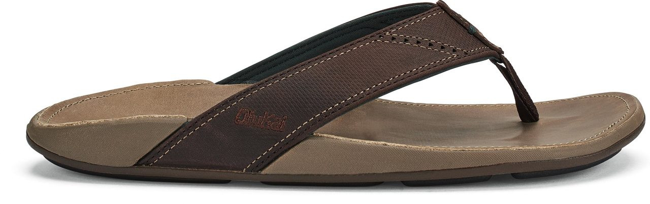 OluKai Nalukai Sandal - Lava Rock, Men's Leather Beach Sandals