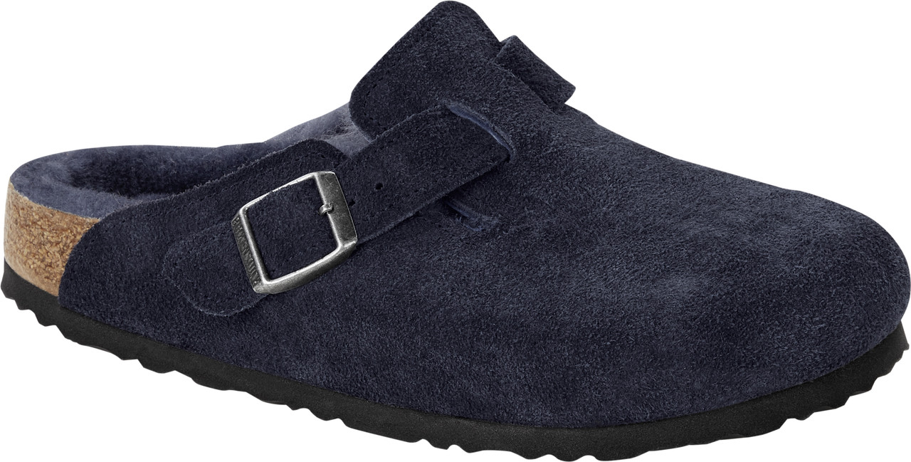 Navy shearling birkenstocks new arrivals