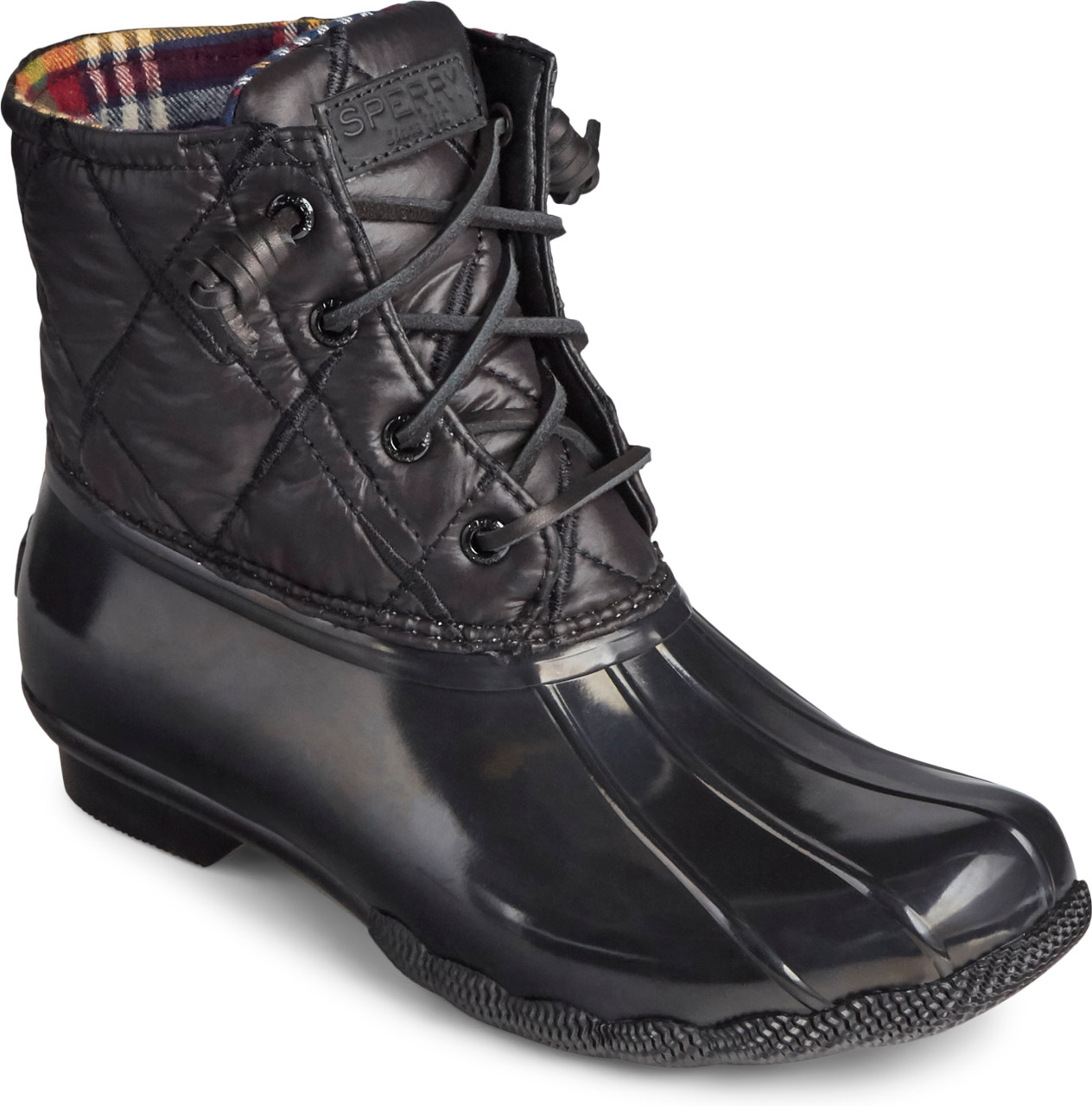 Black sperry hotsell saltwater duck boots