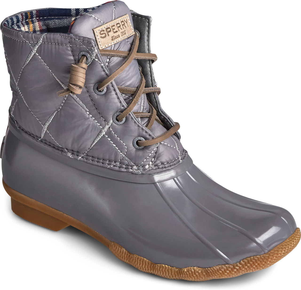 Grey sperry duck outlet boots womens