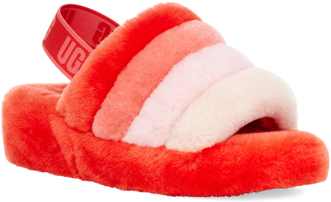 Red and discount white ugg slides