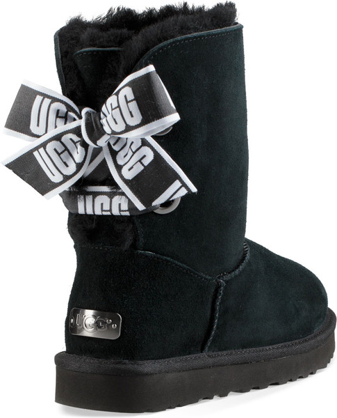 black uggs with ugg written on them