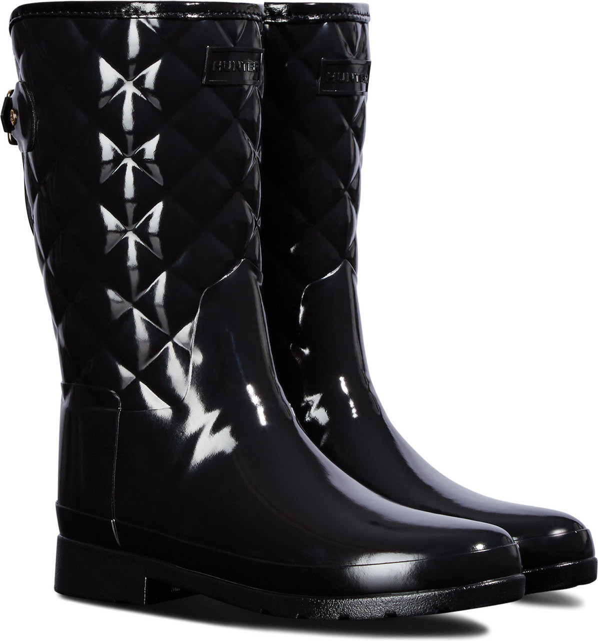 black quilted hunter boots