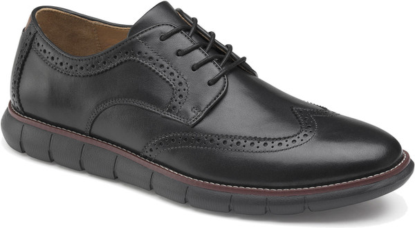 NIB Men's Johnston & Murphy Cormac Leather Wingtip Slip On Shoes in Black 