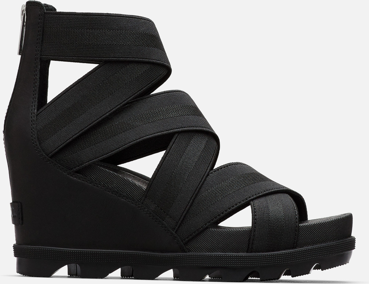 black wedge sandals