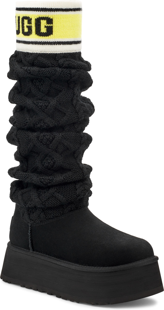 Tall black ugg on sale boots with fur