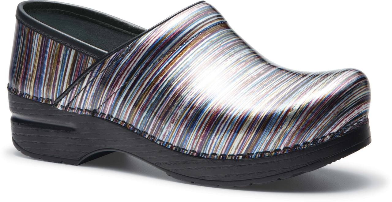 Grey Striped Patent Leather