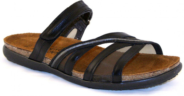 Women's Naot Slide In Sandal Malibu Black Madras Leather 